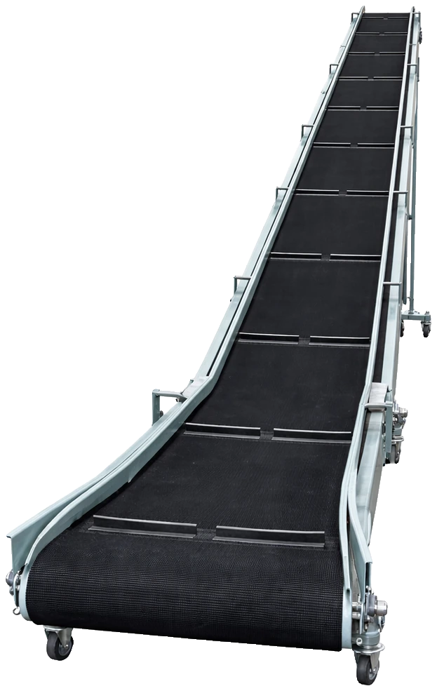 Black incline belt conveyor built by NED Conveyor Design